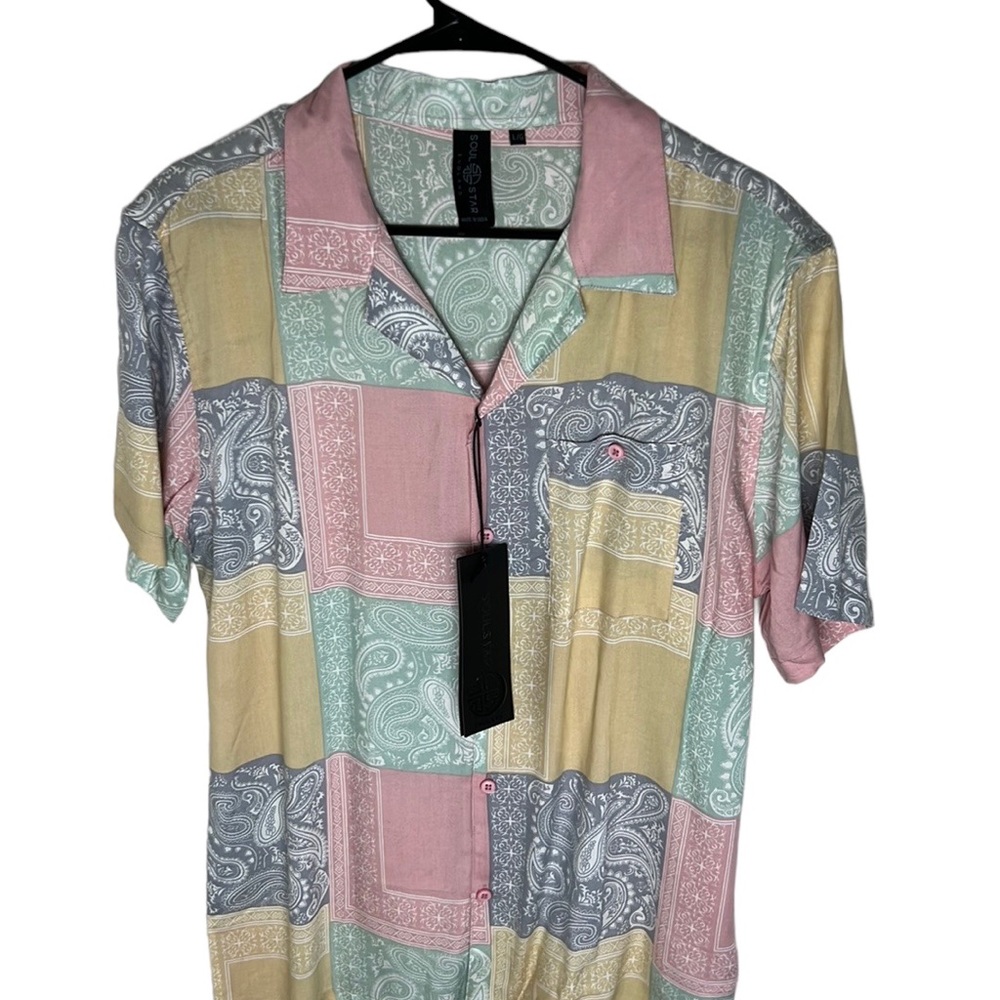 Soulstar Lilac High Roller Viscose Button Down Shirt Men’s Size L